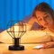 Industrial Vintage Table Lamp Metal Cage Shade Bedside Lamp for Bedroom, Living Room, or Office E26 Bulb Compatible, 59” Cord with Switch